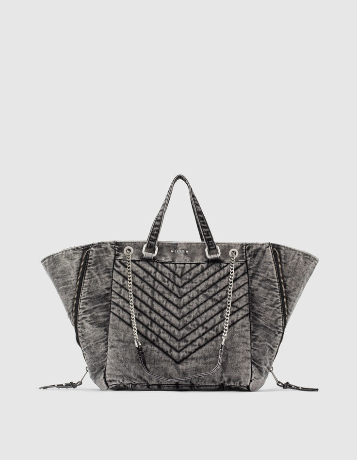 Sac cabas LE 1440 DENIM matelassé chevrons femme-1