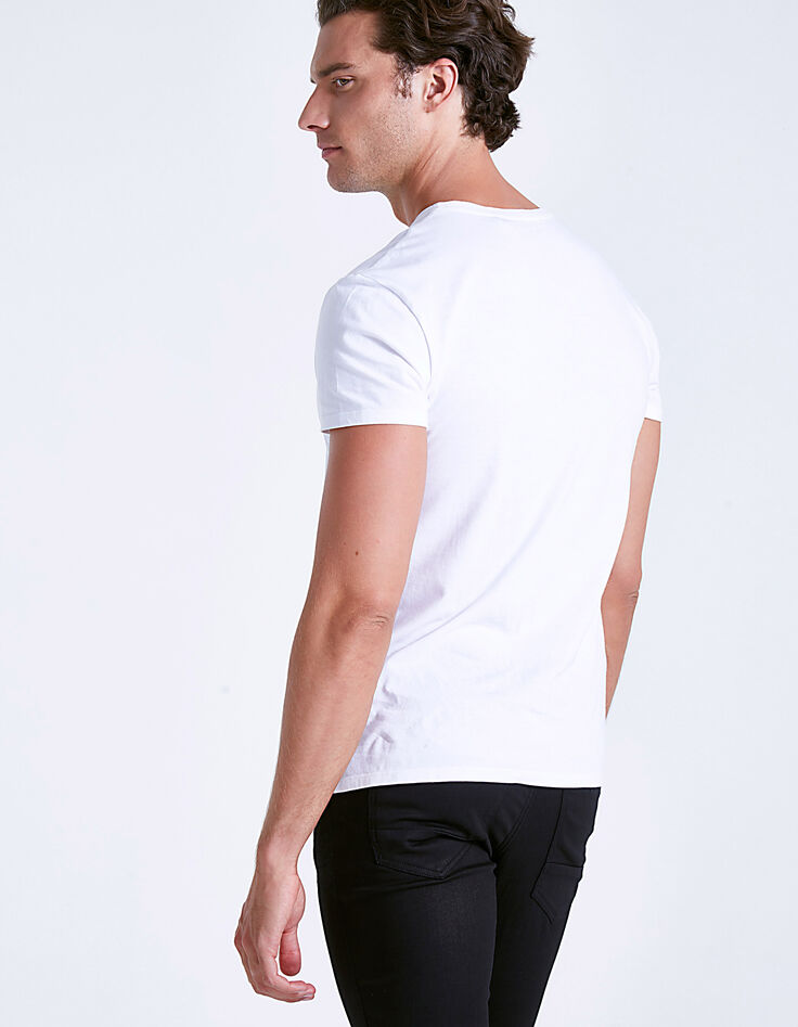 Tee-shirt blanc dessin squelette Homme-4