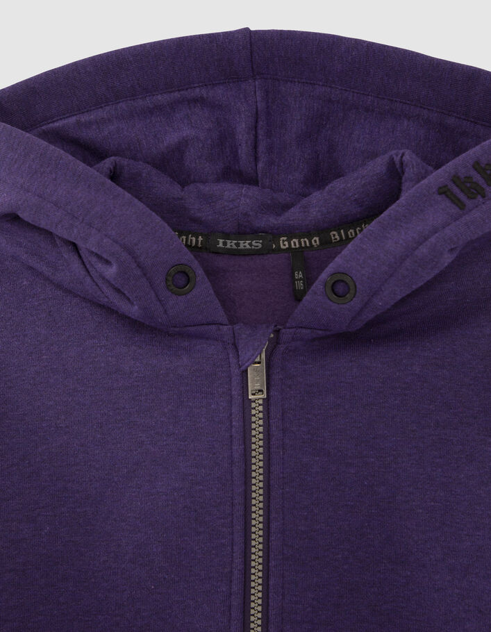 Cárdigan violeta felpa bordado capucha niño-3