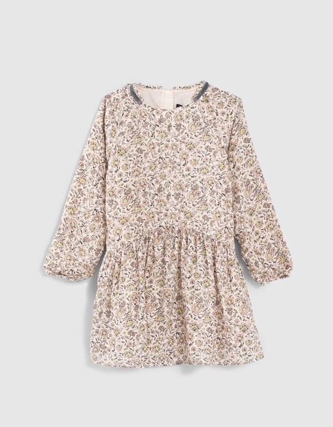 Robe beige imprimé fleurs fille - IKKS