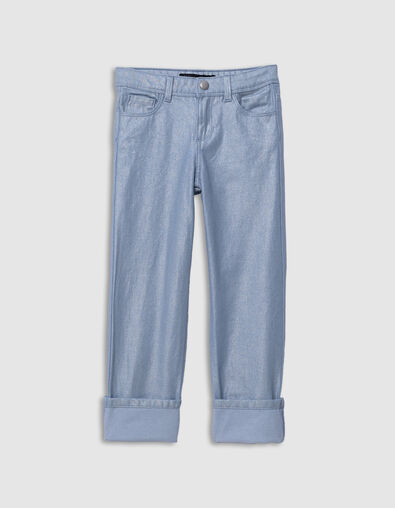 Blaue STRAIGHT-M&auml;dchenjeans, irisierender Maxi-Umschlag - IKKS