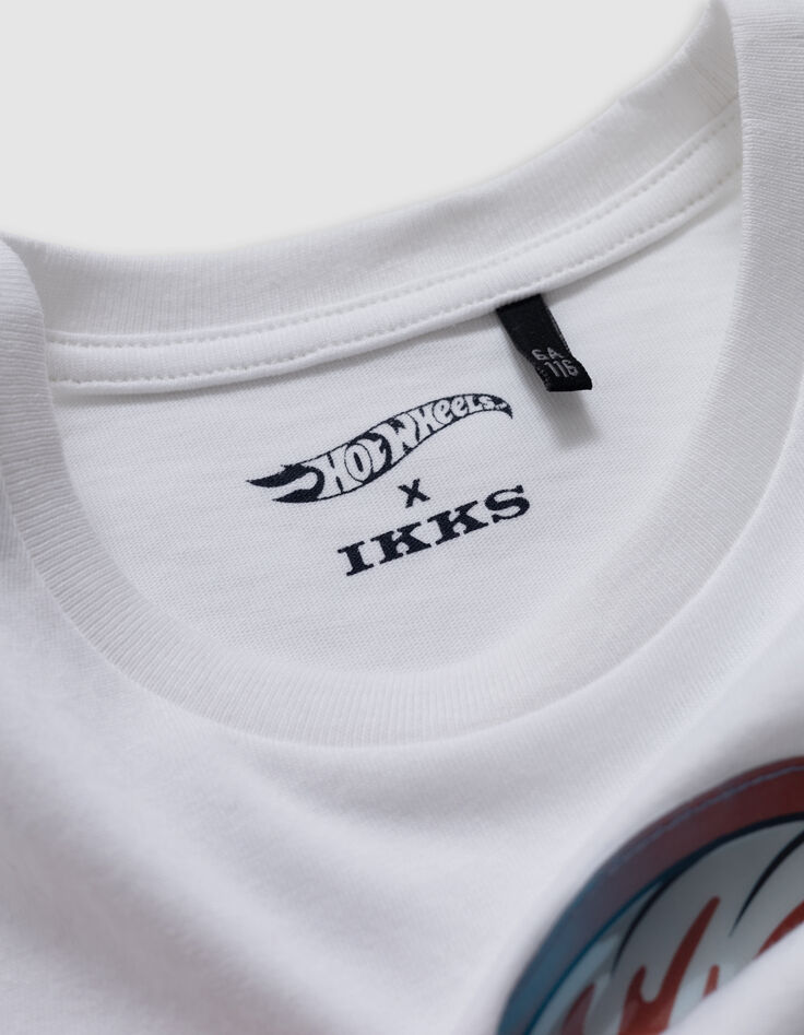 T-shirt blanc bio badge HOT WHEELS x IKKS garçon-2
