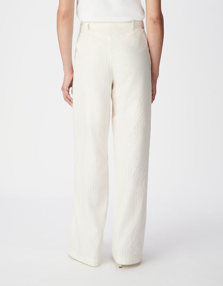 Dames wijde broek met motief in wit krijtstreepmotief-5