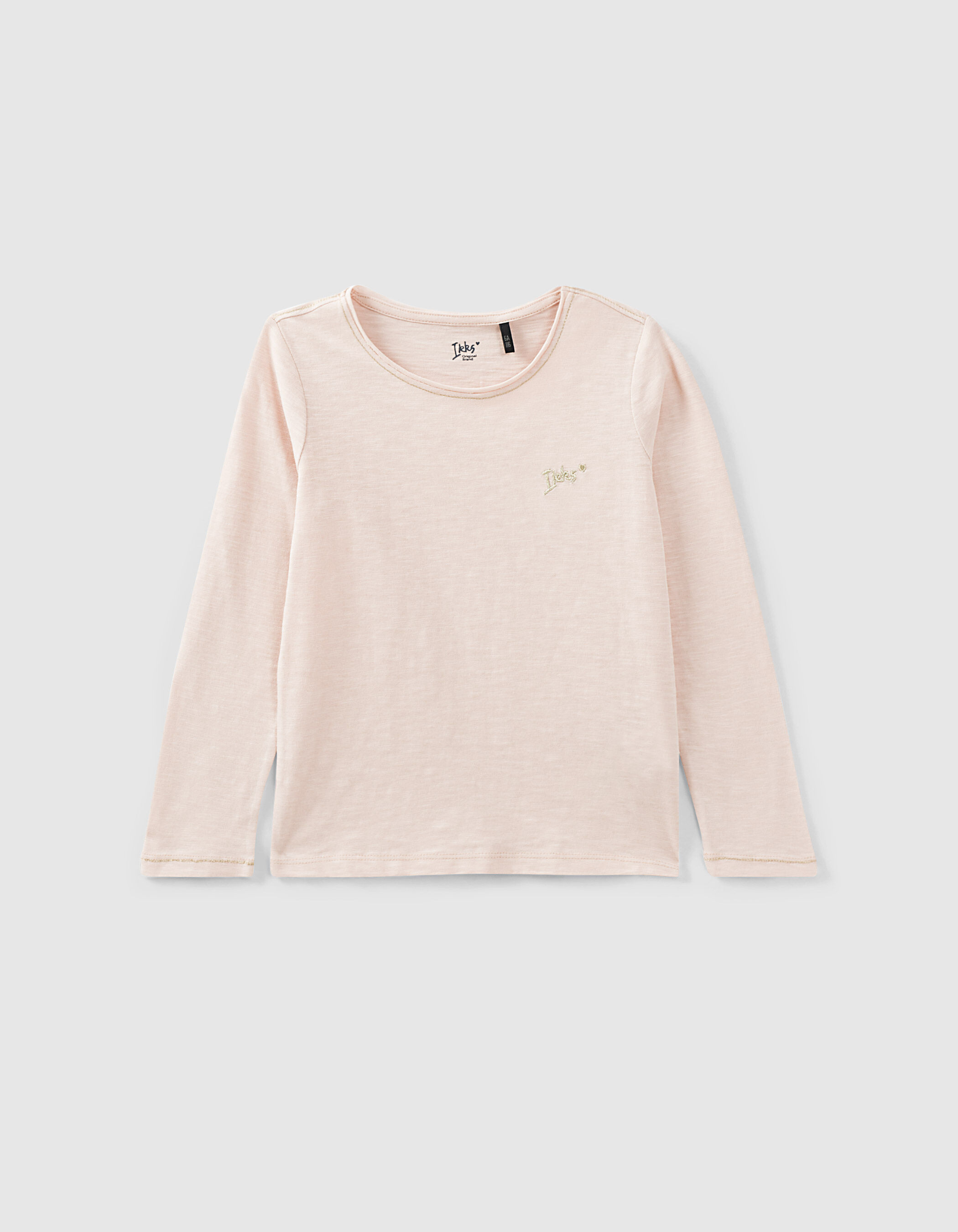 Poederroze T shirt Essentials met IKKS geborduurd meisjes