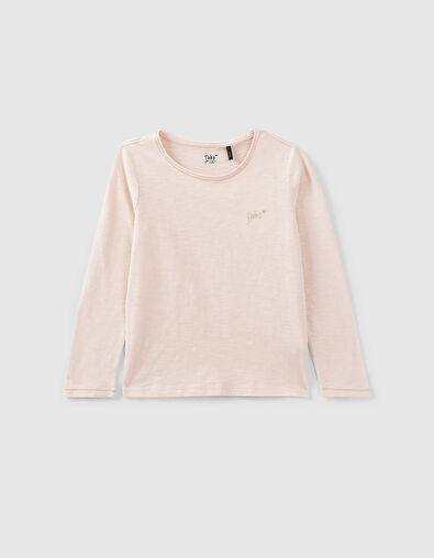 Girls’ powder pink Essentials embroidered IKKS T-shirt - IKKS