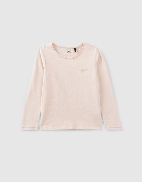 Girls’ powder pink Essentials embroidered IKKS T-shirt - IKKS