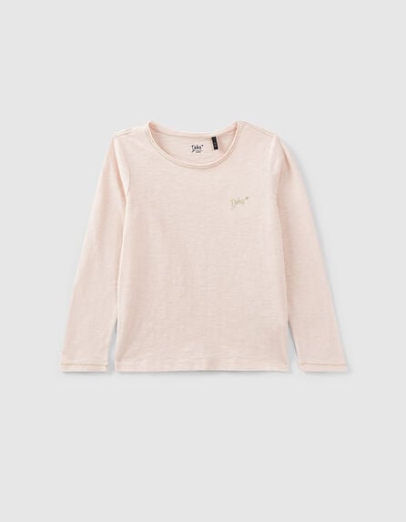 Girls’ powder pink Essentials embroidered IKKS T-shirt