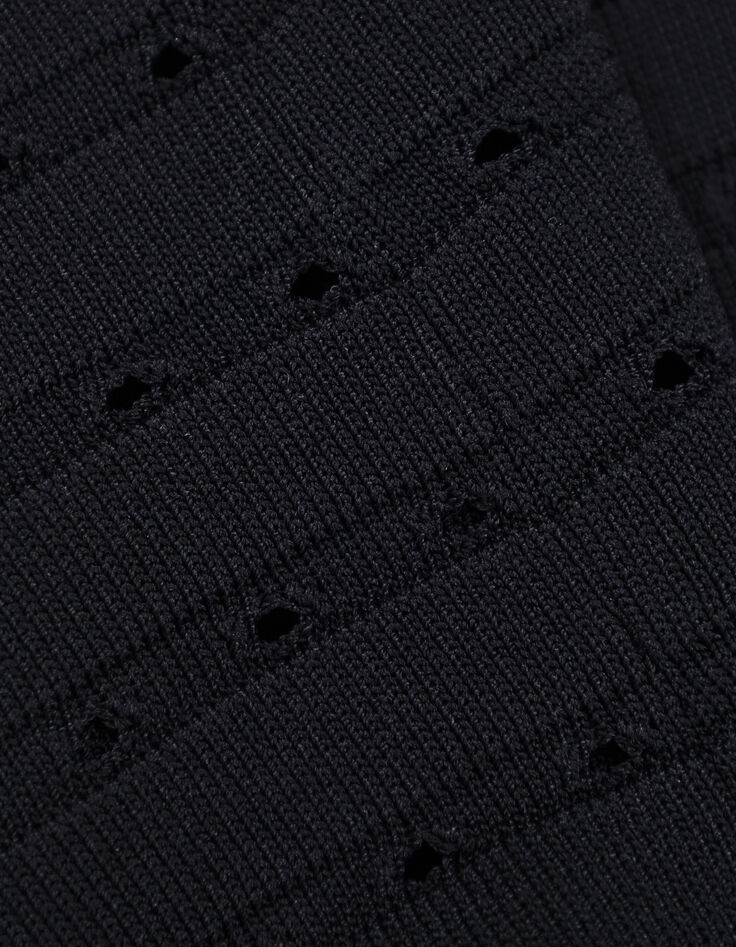 Cardigan noir tricot ajourés Femme-6