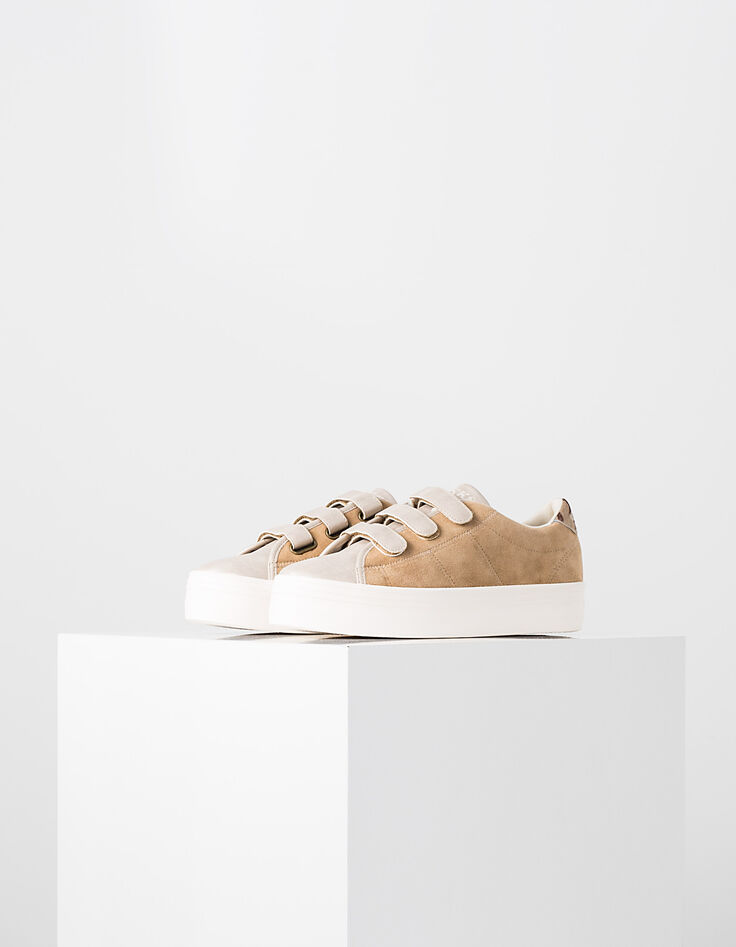 Women’s gold camel No Name Plato Straps trainers-5