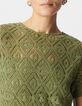 Robe courte verte coton bio dentelle crochet Femme-4