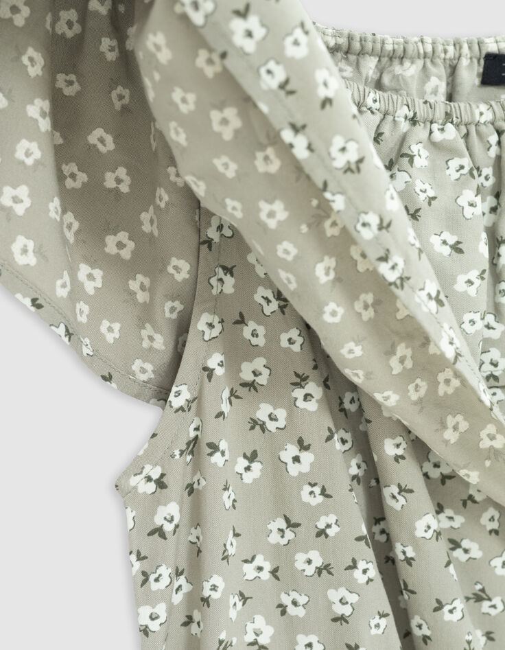 Combishort vert imprimé floral d'été fille-8