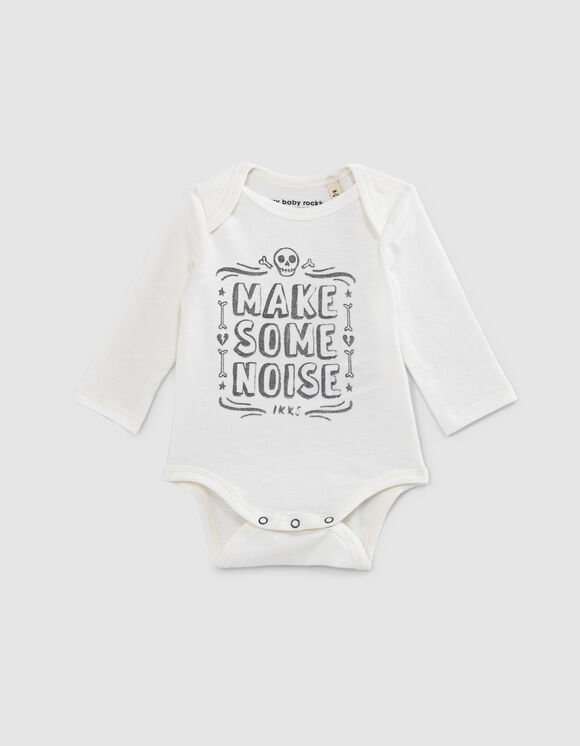 Baby’s milk slogan and skull organic cotton bodysuit