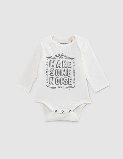 Baby’s milk slogan and skull organic cotton bodysuit - IKKS