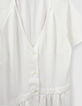 Robe écrue encolure V boutonnée devant Femme-6