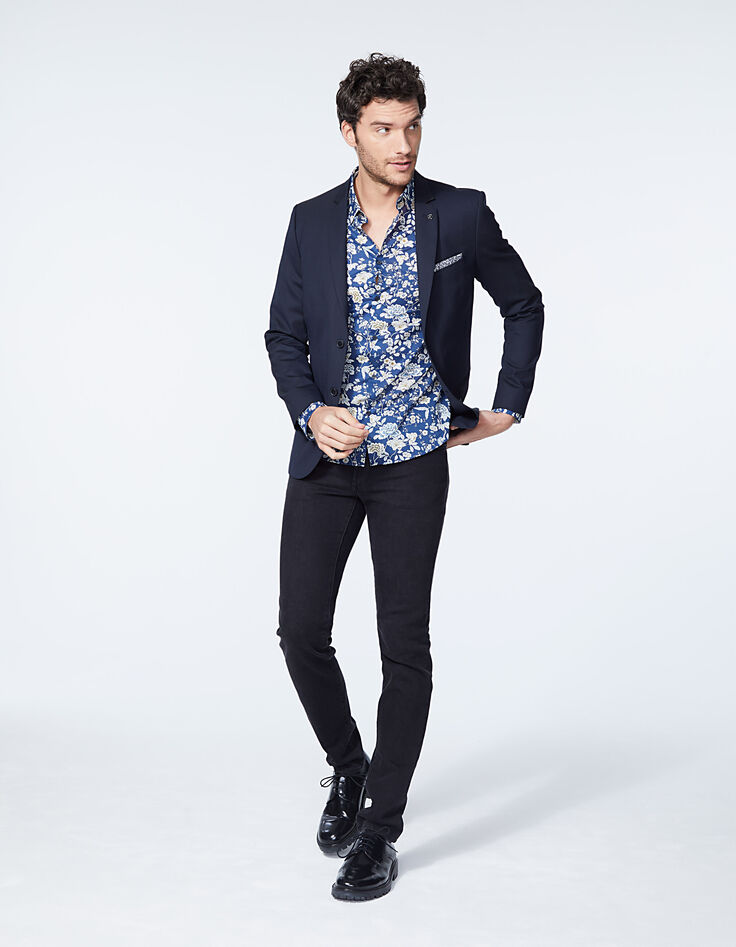 Indigoblaues Herren SLIM-Hemd mit Liberty®-Blumenprint-6