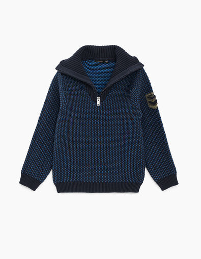 Jersey índigo y azul de tricot con cuello camionero niño  - IKKS