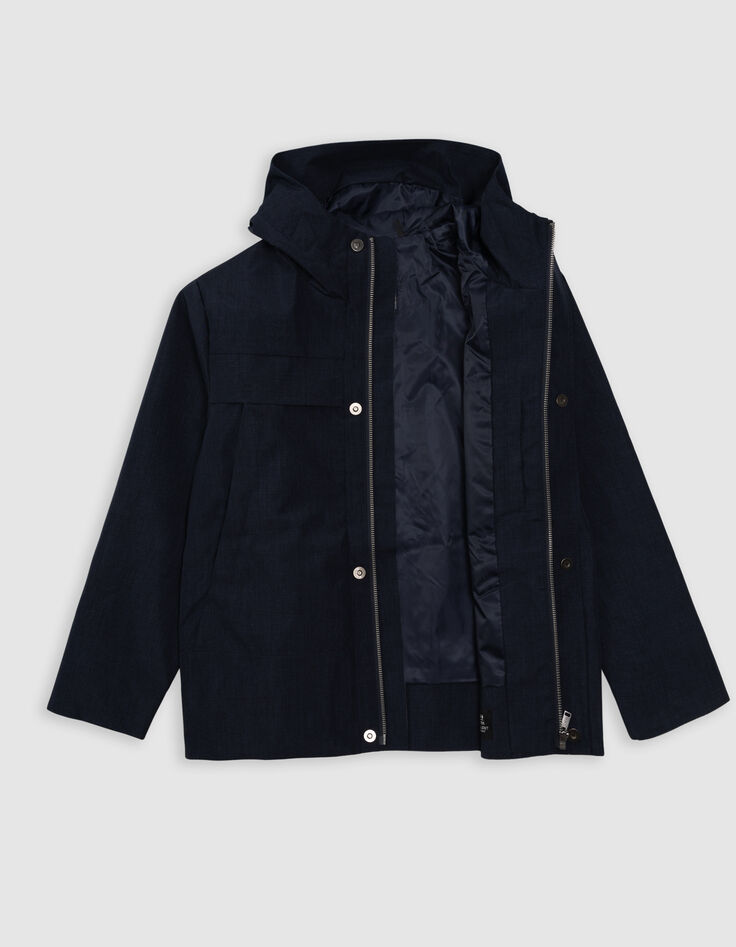 Blaue Jungenwindjacke mit Kapuze, Nylon, faux-uni-7