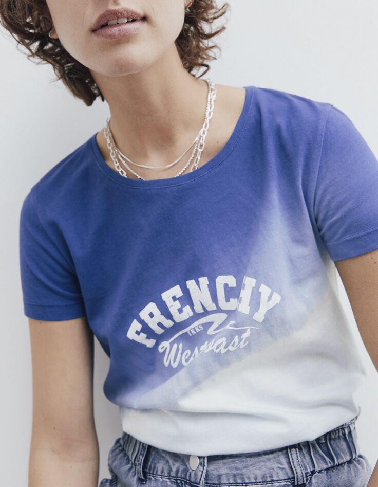 Tee-shirt en coton bio tie & dye bleu visuel blanc femme-2