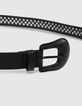 Damen-G&uuml;rtel aus schwarzem Leder mit &Ouml;sen-2