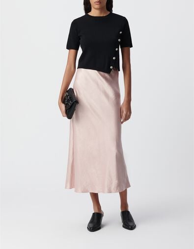 Jupe longue rose satin&eacute;e - IKKS