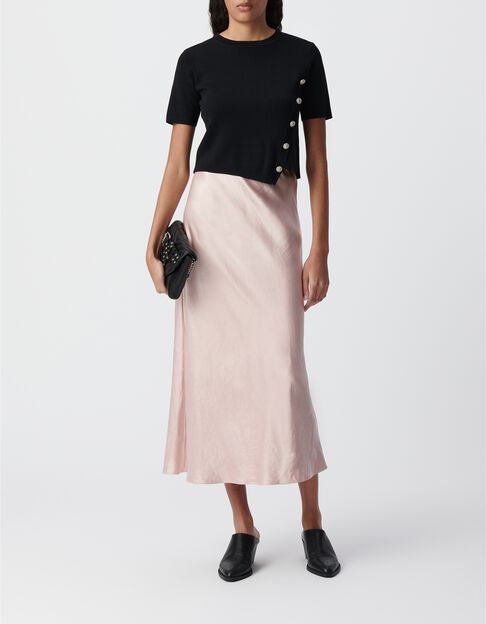 Jupe longue rose satin&eacute;e - IKKS