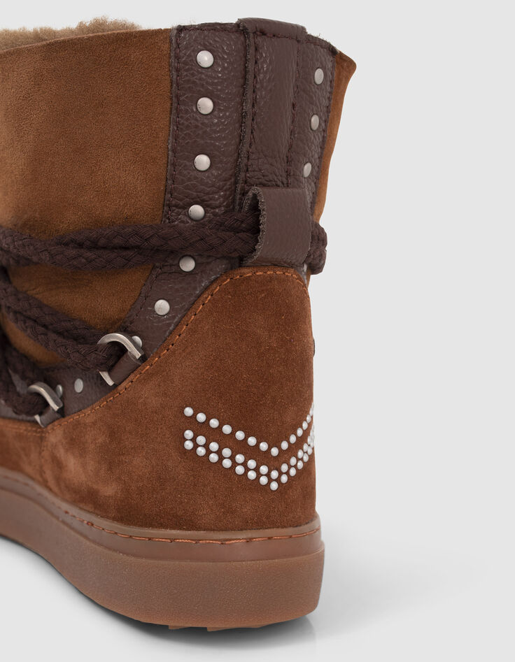 Boots fourrés camel cuir velours INUIKII x IKKS Femme-4