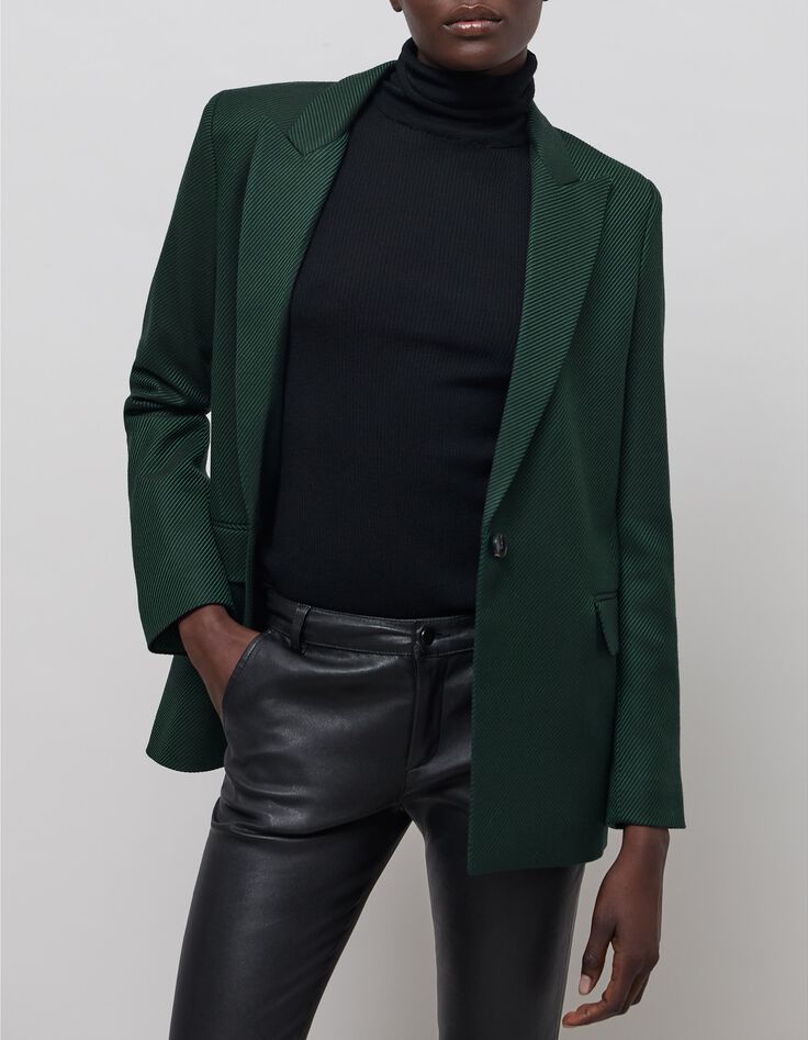 Women's emerald pinstripe suit jacket-3
