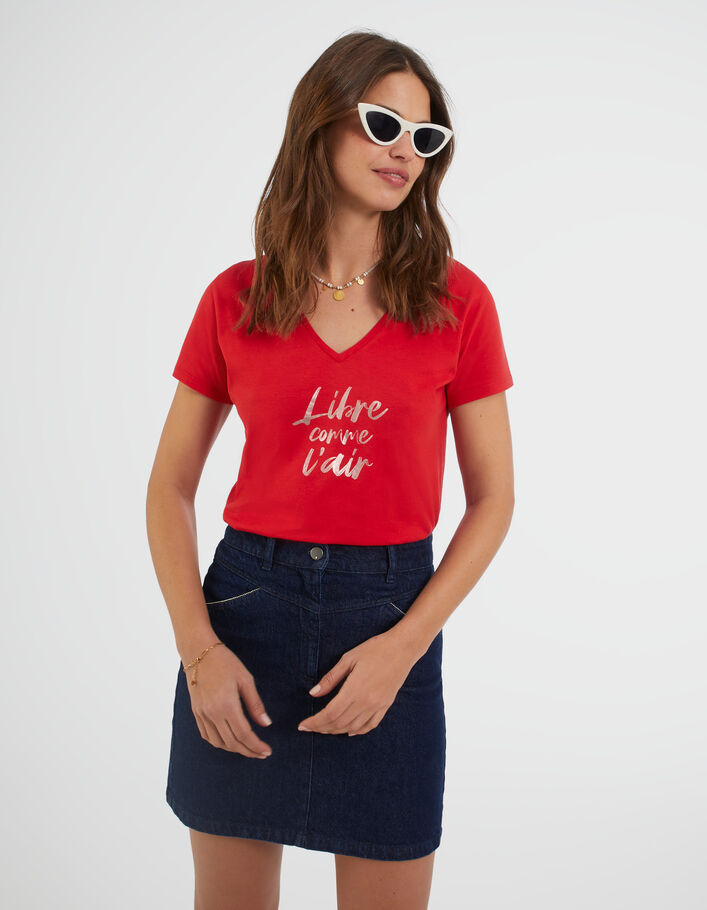 Tee-shirt cherry à message métallisé I.Code - I.CODE