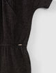 Langer, schwarzer M&auml;dchenrippoverall mit Glitzer-4