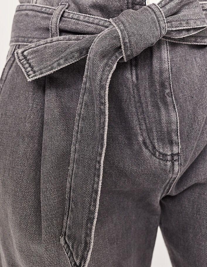 Grijze large jeans hoge taille cropped lengte dames-2
