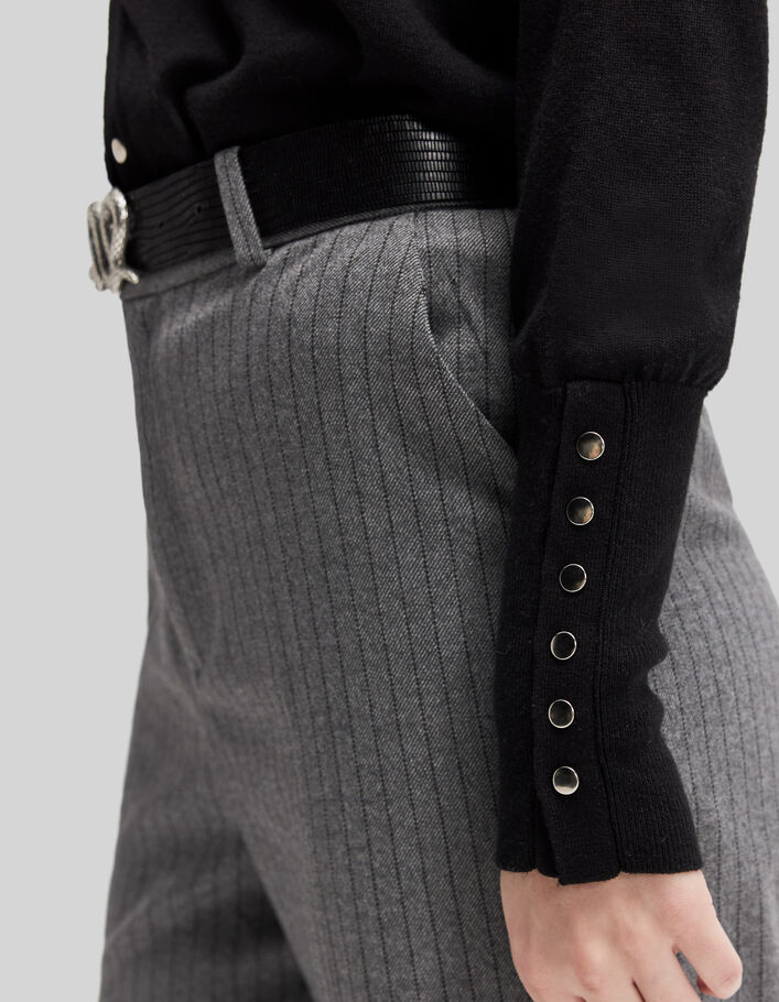 Cárdigan punto tricot negro reversible mujer-4