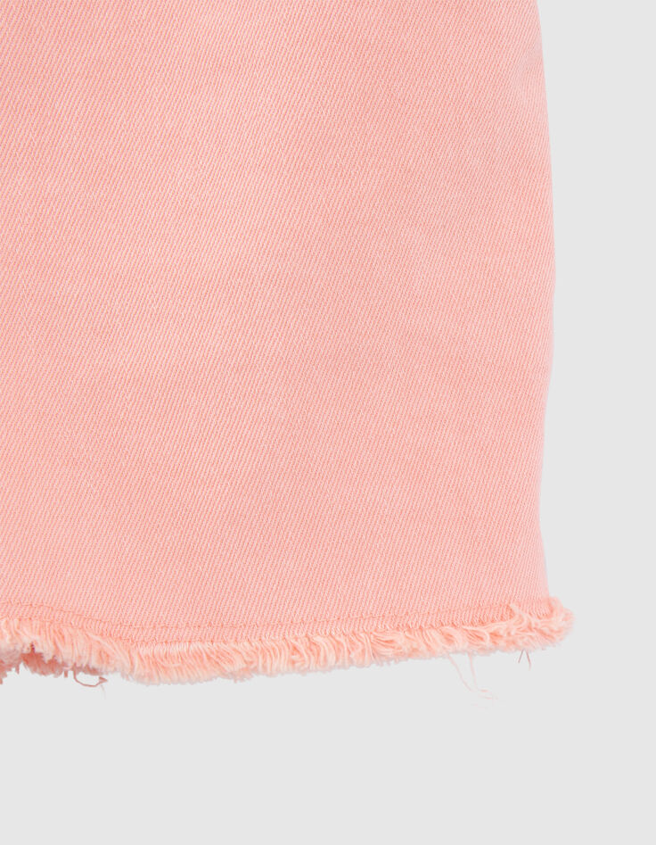 Short en jean p&ecirc;che ganses brod&eacute;es c&ocirc;t&eacute;s fille-4