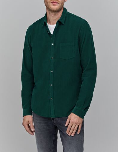Chemise verte velours milleraies Homme - IKKS