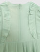 Water green iridescent pleated dress for girl-7