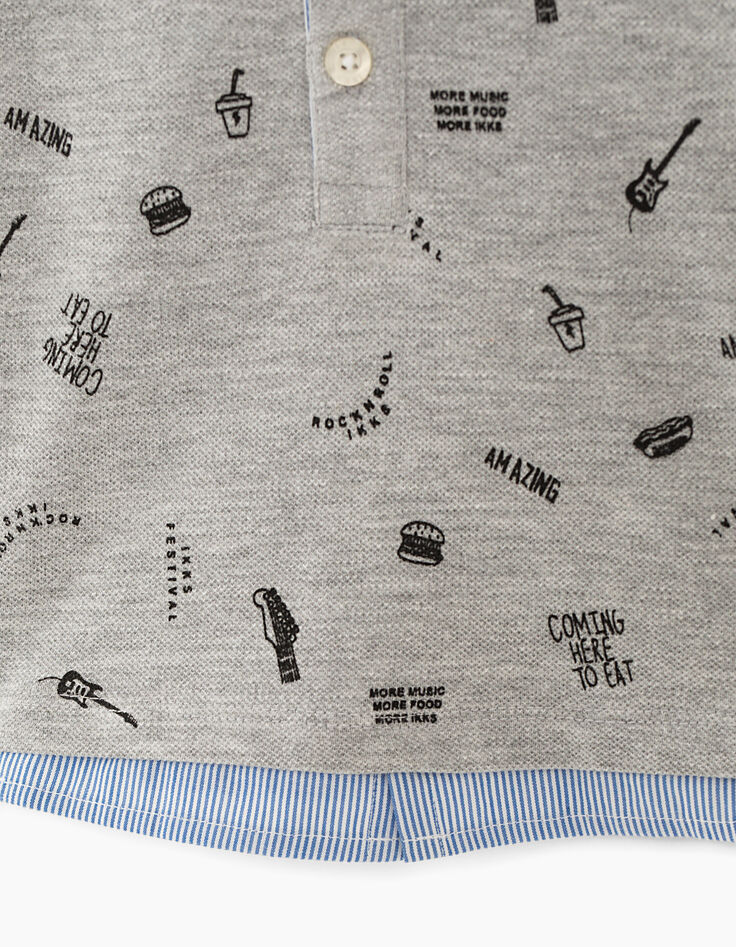 Polo gris medio efecto camisa bebé niño -4 Polo gris medio efecto camisa bebé niño -4