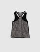 Girls’ black graphic print mixed-fabric vest top-2
