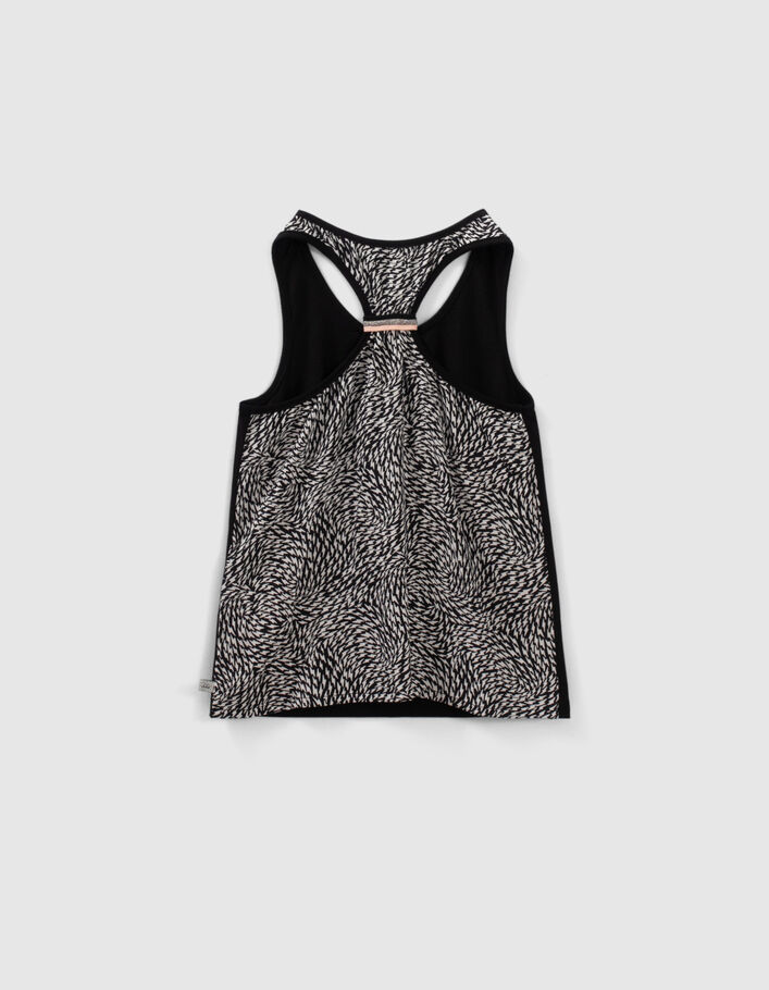 Girls’ black graphic print mixed-fabric vest top - IKKS