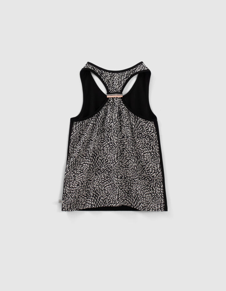 Girls’ black graphic print mixed-fabric vest top-2