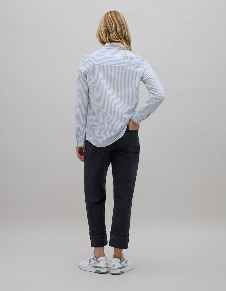 Camisa azul rayas bordados metalizados-6