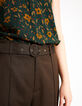 Pantalon cognac en tissu jacquard à taille haute I.Code-3