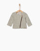 Mittelgrau melierte Baby-Strickjacke-4