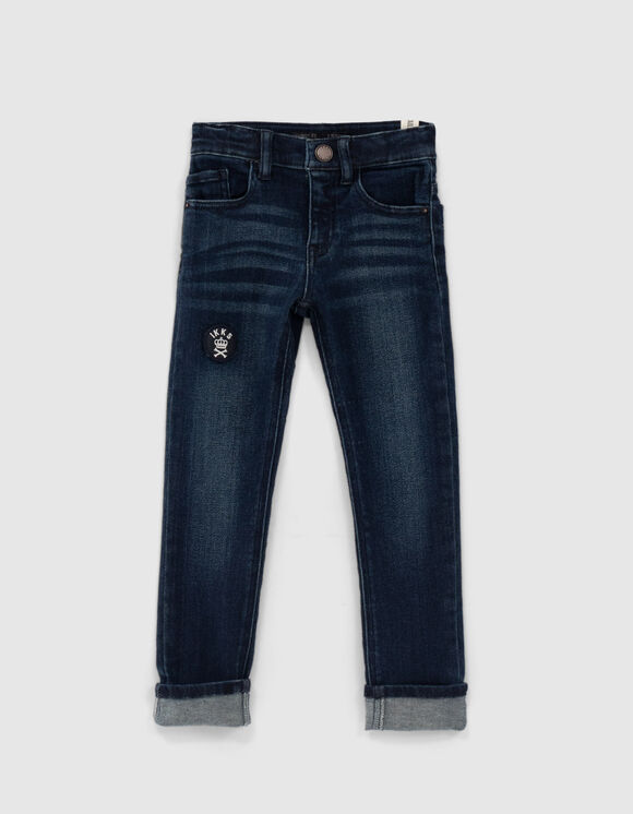 Boys’ rinse skinny jeans with badge