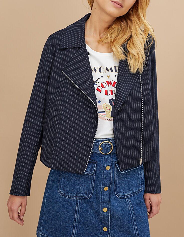 Veste marine à rayures tennis avec capuche I.Code-4