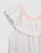 T-shirt blanc jacquard fluo col élastiqué fille-3