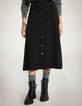 Women’s black Tencel and linen buttoned-front midi skirt-5