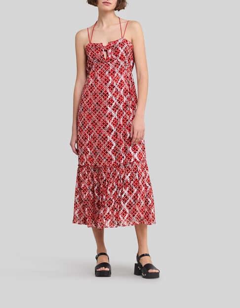 Robe IKKS Taille 36 - Couleur Kaki Imprimé - Manches Courtes, Longueur Genou - En Polyester - Neuf Sans étiquettes