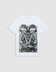 Men&rsquo;s white organic cotton T-shirt with skeleton guitarist-5