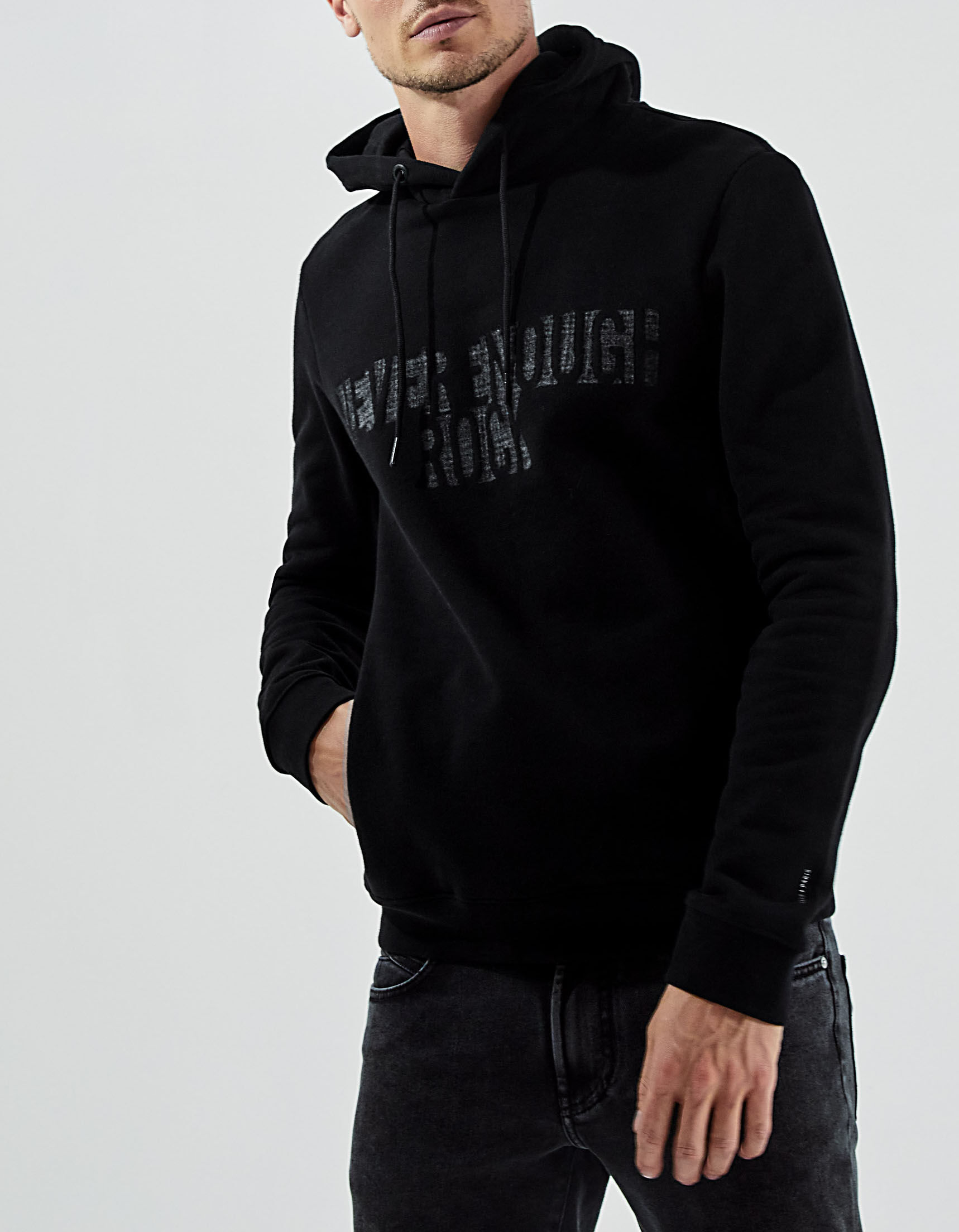 Men s black slogan hoodie