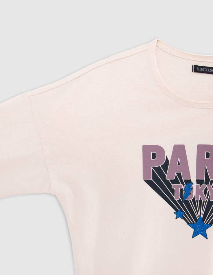 Camiseta mensaje crudo y estrellas purpurina niña-5 Camiseta mensaje crudo y estrellas purpurina niña-5