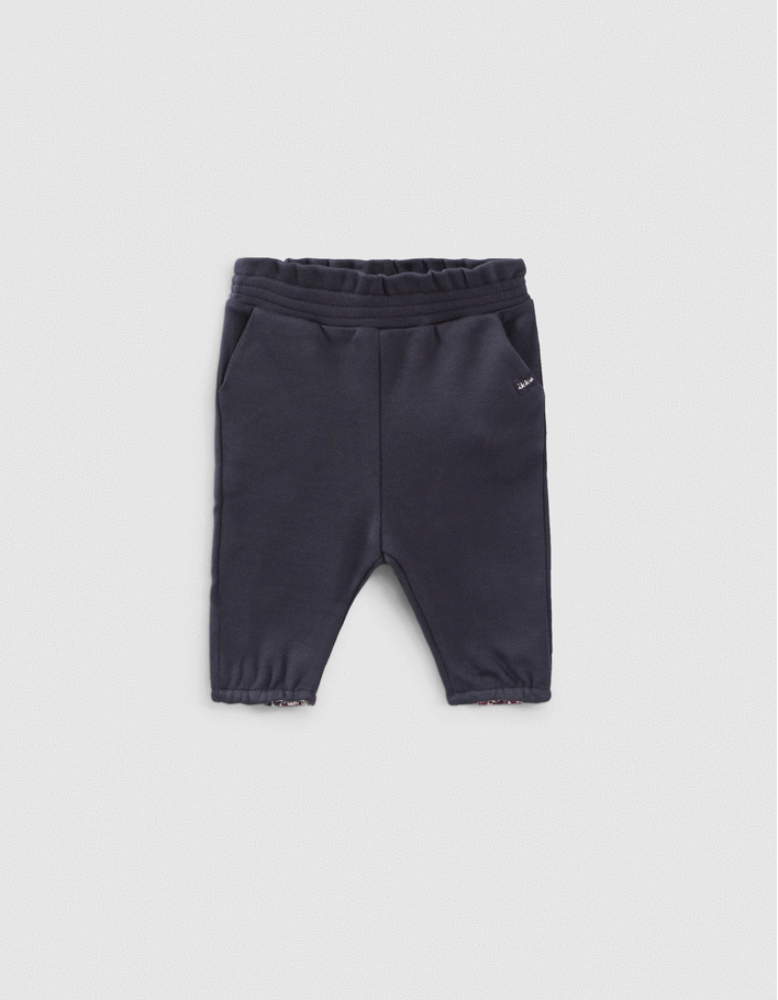 Baby girls’ star print/navy reversible joggers-1